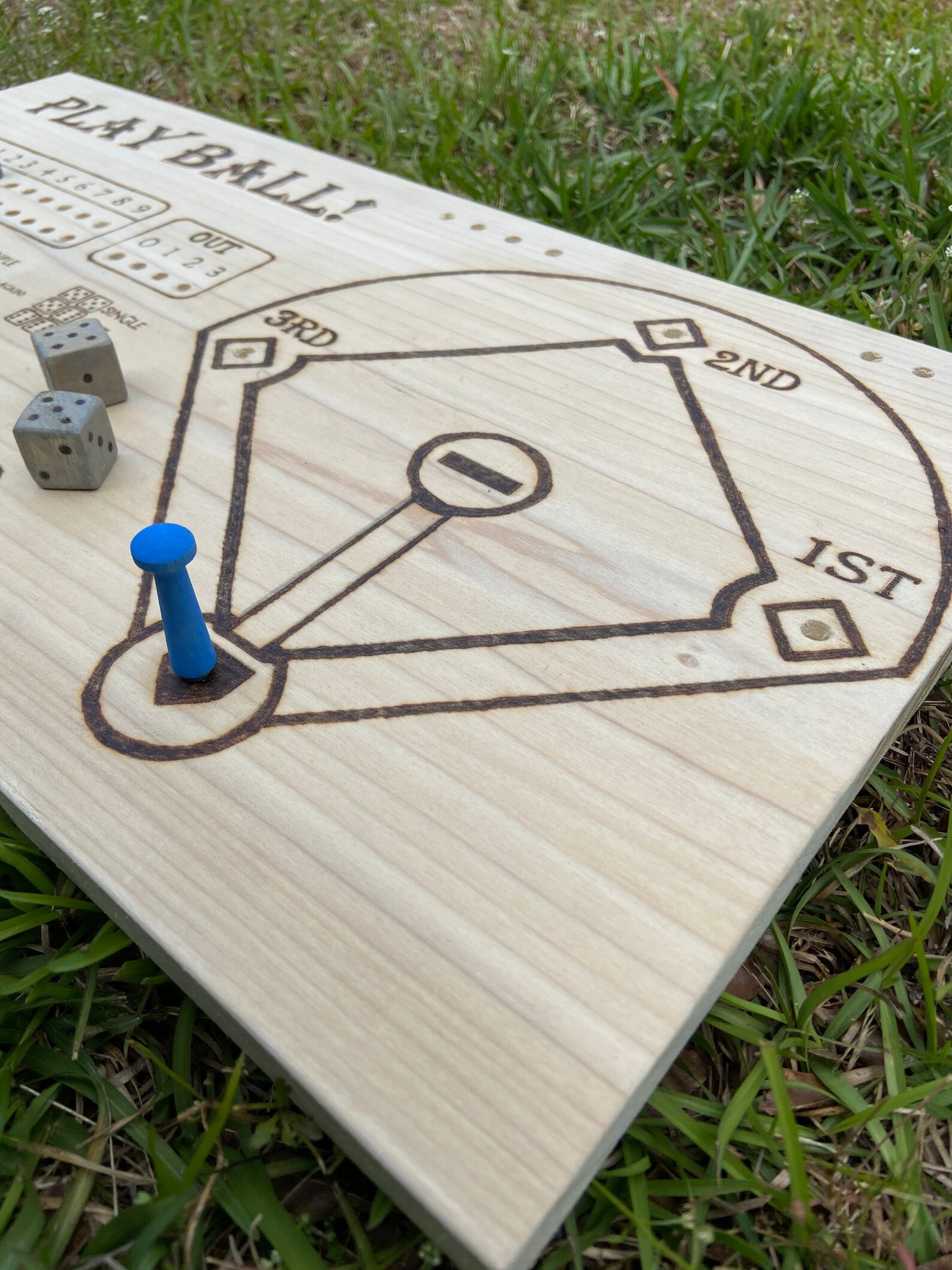 Wooden Tabletop Baseball Game Personalized Dice Game Etsy