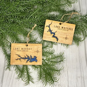 Custom christmas lake ornament, cabin on the lake, lake house decor, favorite lake Christmas ornament