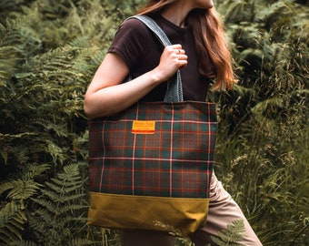 Thistle Tartan & Tweed Shopper Bag with Liberty Fabrics. Gift Made in Scotland