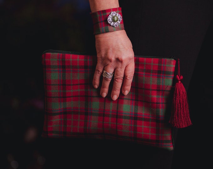 Velvet Backed Clutch Purse - YOUR OWN TARTAN - Lined with Liberty Fabrics. Gift Made in Scotland