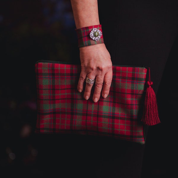 Velvet Backed Clutch Purse - YOUR OWN TARTAN - Lined with Liberty Fabrics. Gift Made in Scotland
