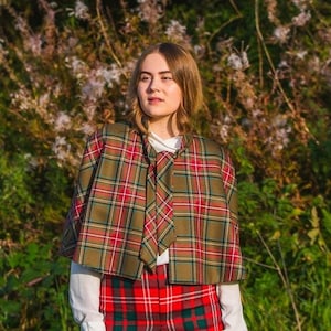 Pure Wool Cape - YOUR OWN TARTAN- Tie Neck Cape made in Scottish Tartan with Liberty Fabric Lining. Gift Made in Scotland