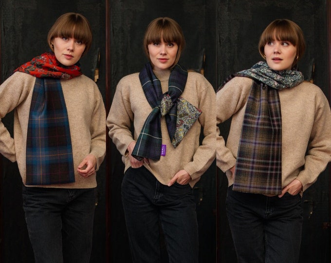 The Berneray - Hebridean Tartan Liberty Lined Scarf. Gift Made in Scotland