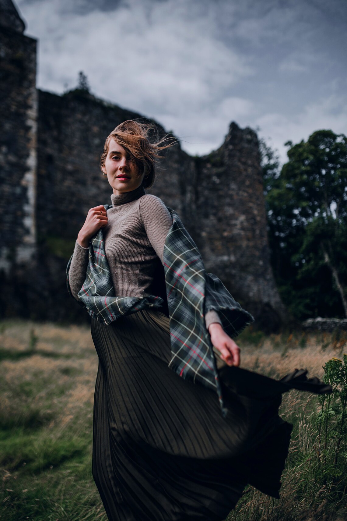 MacKenzie Weathered Tartan Crest Umbrella