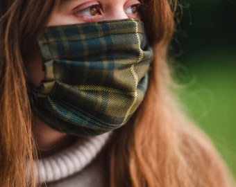 Scottish Tartan 3-Layer Face Mask with Liberty Fabric Lining - Pot Luck Tartan/Prints !. Gift Made in Scotland