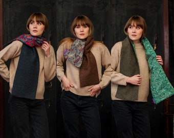 The Leverburgh - Harris Tweed Scarf lined with Liberty Fabrics. Gift Made in Scotland