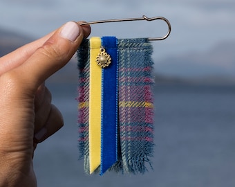 Stand with Ukraine Fundraising Flash Brooch. Gift Made in Scotland