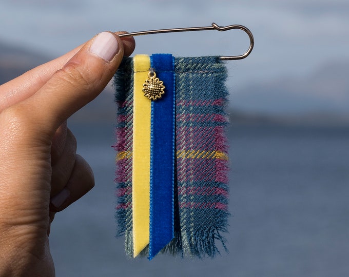 Stand with Ukraine Fundraising Flash Brooch. Gift Made in Scotland