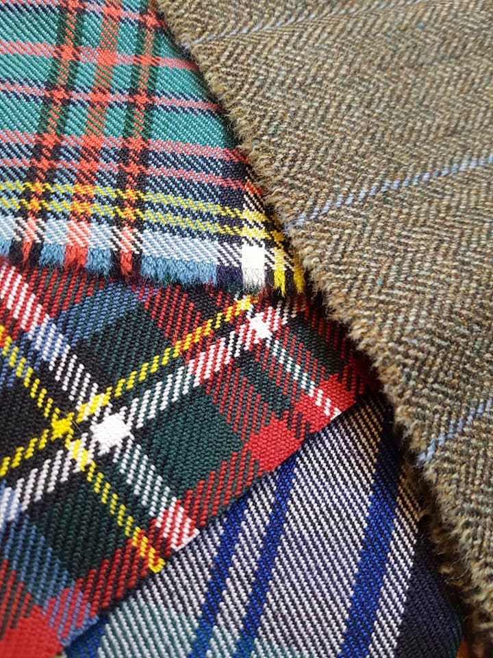 Bargain Bag Mixed Tartan /Tweed Fabric Scraps 1kg