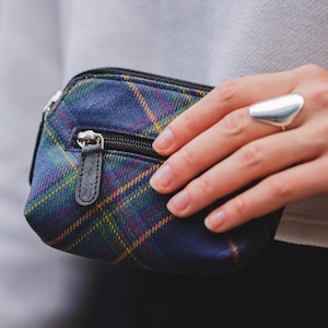Porte-monnaie en tartan et cuir
