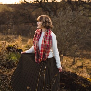 Highland Rose Tartan Outlandish Cowl Wrap Scarf. Gift Made in Scotland image 5