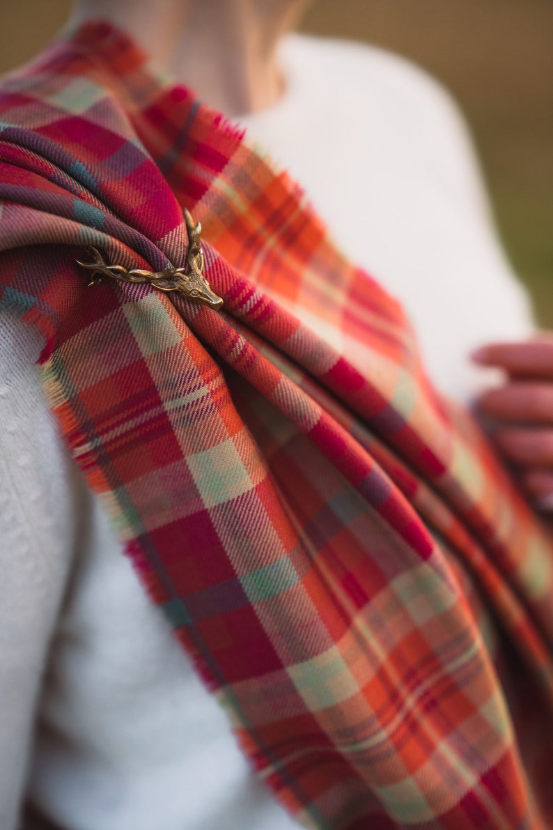 Highland Rose Tartan Outlandish Cowl Wrap Scarf. Gift Made in Scotland image 9