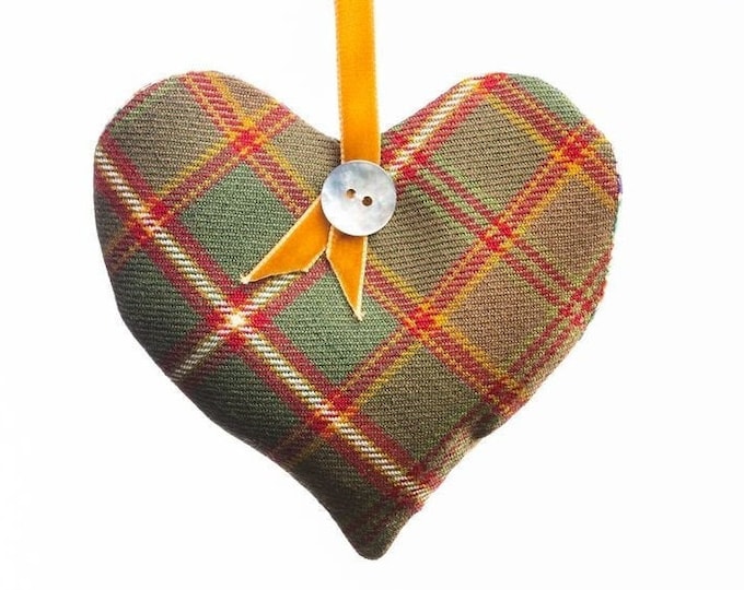 Flodden Tartan Scented Herb Hanging Heart. Gift Made in Scotland