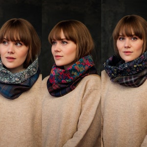 The Baleshare - Hebridean Tartan Liberty Lined Cowl. Gift Made in Scotland