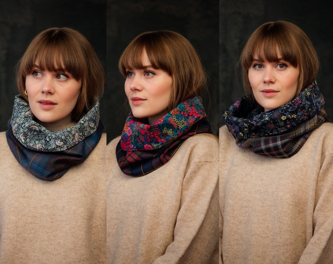 The Baleshare - Hebridean Tartan Liberty Lined Cowl. Gift Made in Scotland