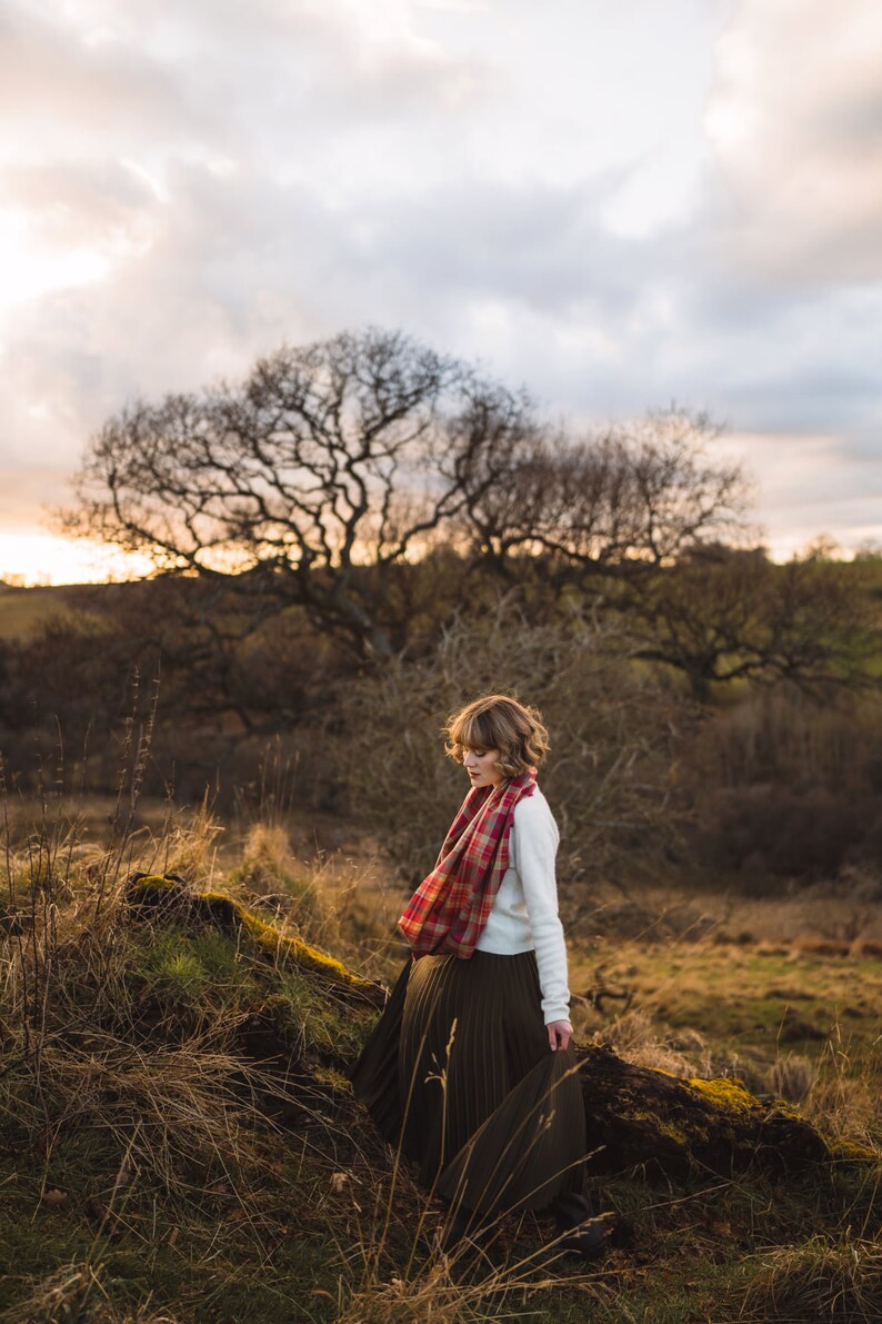 Highland Rose Tartan Outlandish Cowl Wrap Scarf. Gift Made in Scotland image 4