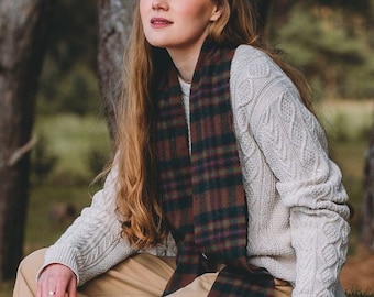 Lambswool John Muir Way Tartan Scarf. Gift Made in Scotland