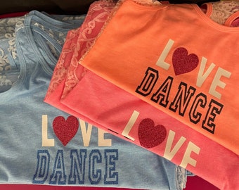 Love Dance  Girls Lace Tank Top, Christmas Gift For Girls, Ballerina Shirt for Practice, Gift for Ballerina Dancer, Secret Santa Dance Gift