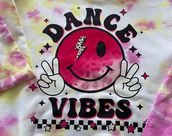 Peace Sign Smile Tie Dye Sweatshirt, Tie Dye Sweatshirt For Girls, Hooded Tie Dye Sweatshirt, Recital Dance Gift, Competition Dance Gift