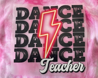 Dance Teacher Pink Tie Dye Sweatshirt, Women's Dance Teacher Gift, Dance Mom Sweatshirt, Vintage Style Custom Pullover