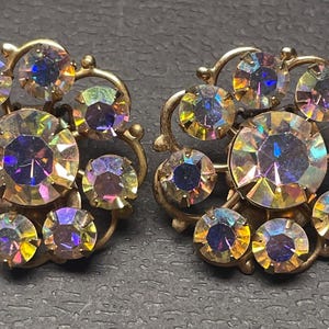 Weiss Clip Earrings Aurora Borealis Crystal MCM