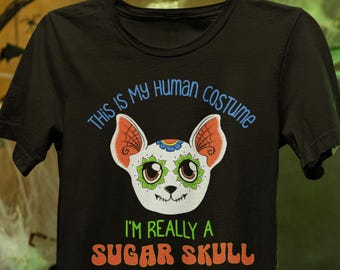 Sugar Skull Chihuahua Shirt, Funny Halloween Chihuahua T-Shirt, Human Costume Dog Tee