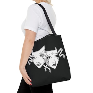 Drama Mask Tote Bag, Theater Comedy and Tragedy Design, Reusable Shopping Bag, Acting Gift, Drama Teacher, Theater Lover Gift