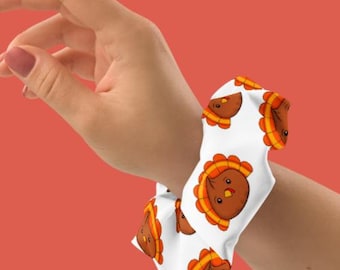 Cute Turkey Scrunchie with Removable Bow, Thanksgiving Hair Accessory, Fall Gift for Her