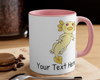 Yellow Kawaii Axolotl Personalized, Customize Mug, Secret Santa Gift, Unique Mug 11 oz