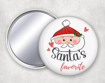 Santa's Favorite Pocket Mirror – Cute Christmas Compact Mirror (2.25")