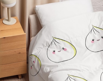 Kawaii Sweet Dumpling Comforter – Ultra Soft White Blanket in Twin, Queen & King Sizes