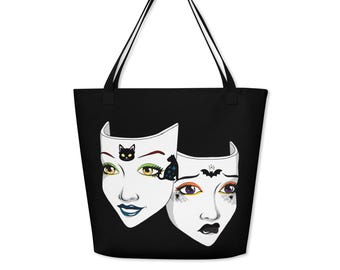 Halloween Theatre Masks Bag – Spooky Comedy & Tragedy Tote
