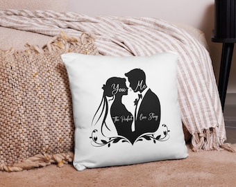 You + Me Wedding Silhouette Pillow - Anniversary Gift