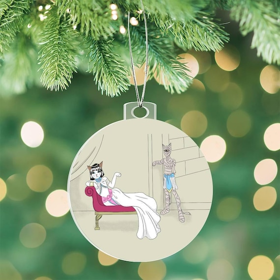 Egyptian Cat & Mummy Acrylic Ornament