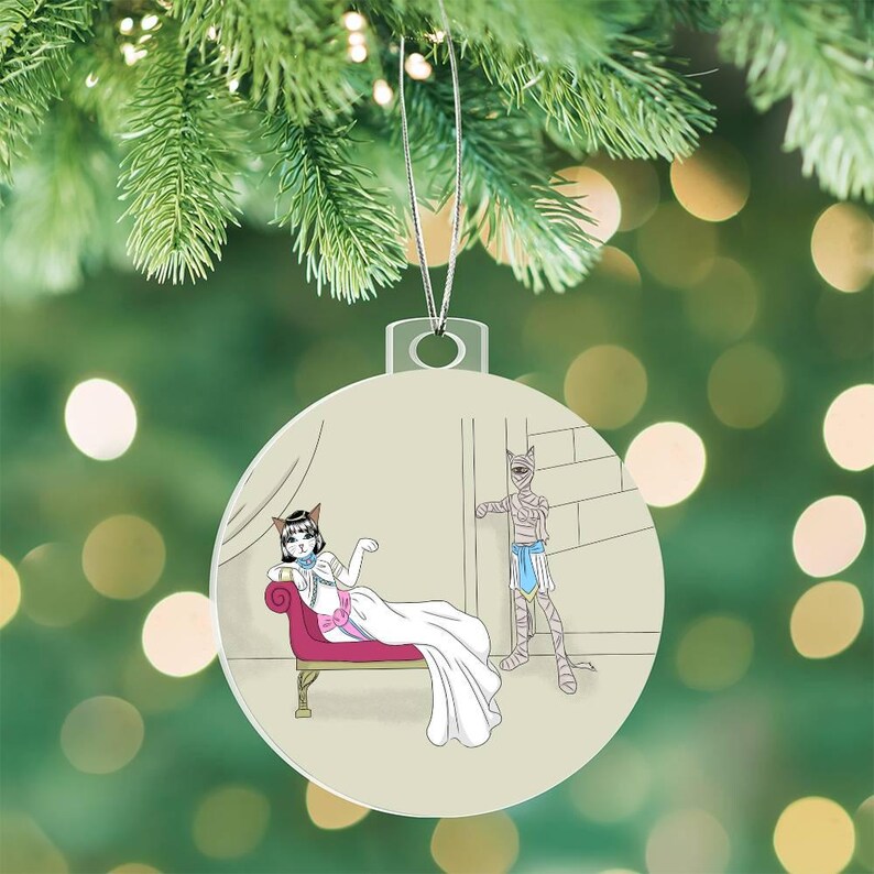 Egyptian Cat & Mummy Acrylic Ornament image 1