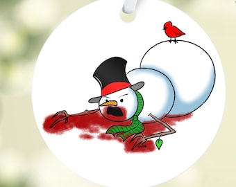Creepy Christmas Decor: Zombie Snowman Ornament