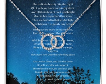 She Walks in Beauty Interlocking Circle Necklace, Poetry Gift