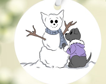 Chiweenie & Chihuahua Snowman Ornament