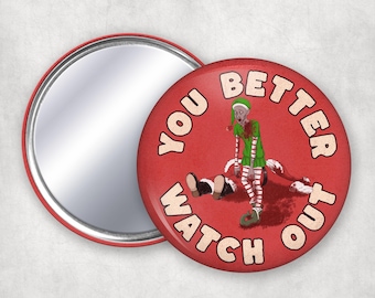 Zombie Elf Pocket Mirror: Spooky Christmas Horror Gift (2.25") Set of Six