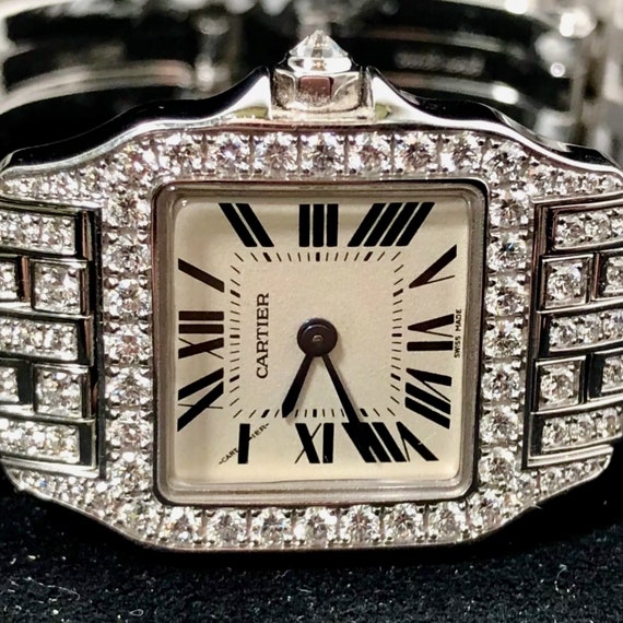 cartier santos diamond ladies watch