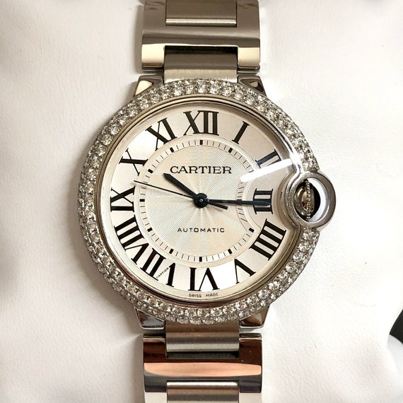 cartier ladies ballon bleu watch with custom diamond bezel