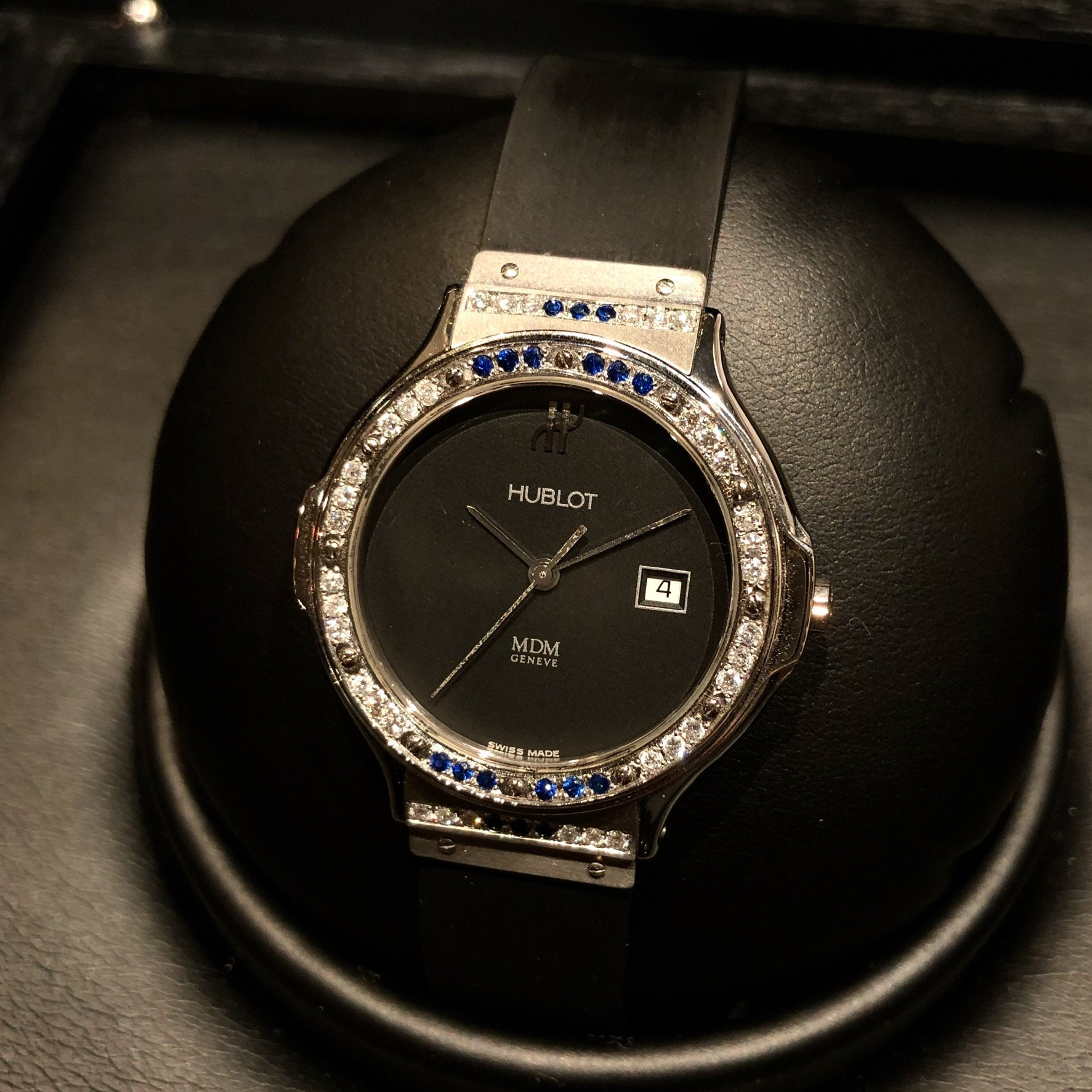HUBLOT 31mm Stalen Horloge met DIAMANTEN \u0026 Blauwe SAFFIEREN | Etsy