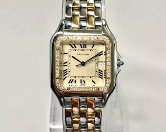 CARTIER PANTHERE 29mm Jumbo 2 Rij Goud 0.55TCW DIAMOND Bezel | Etsy België