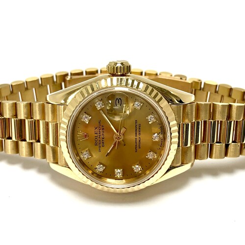 18k rolex oyster perpetual datejust with diamonds