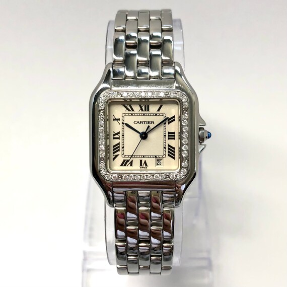 CARTIER PANTHÉRE 27mm Steel Watch 0.48TCW Diamond Bezel | Etsy Israel