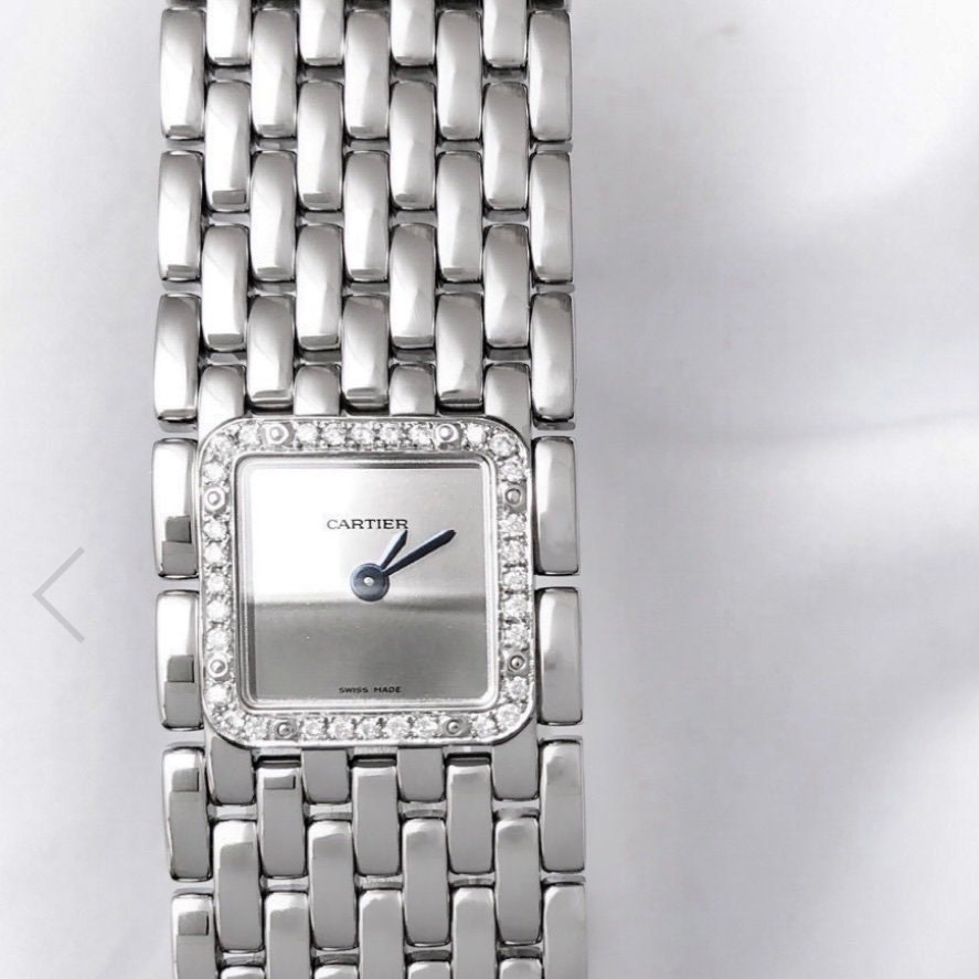 CARTIER Panthere RUBAN Quartz Steel Watch 0.3TCW DIAMONDS | Etsy Australia