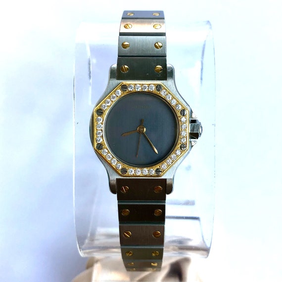 cartier octagon gold watch