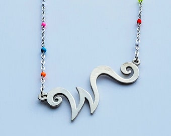 Willy Wonka Necklace - W pin, Charlie and the Chocolate Factory, Roald Dahl, Burton, Depp, Chalamet