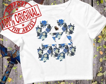 Legend of Zelda Women's Crop Top - Floral, Breath of the Wild Shirt, Nintendo Switch, Hyrule Shirt, Girls Zelda Shirt, Retro Gaming Shirt