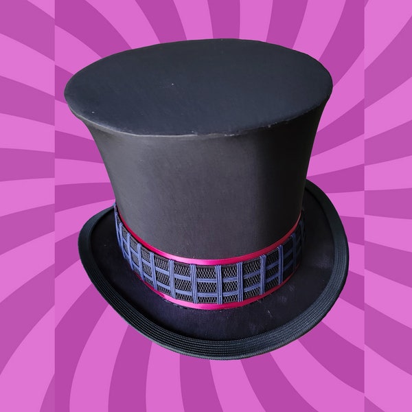 Willy Wonka Top Hat Replica Prop - Tim Burton Charlie and the Chocolate Factory, Victorian Hat, Cosplay, Willy Wonka Costume, Johnny Depp
